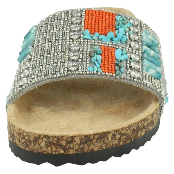 Spot On Ladies Spot On Beaded Mules F00348