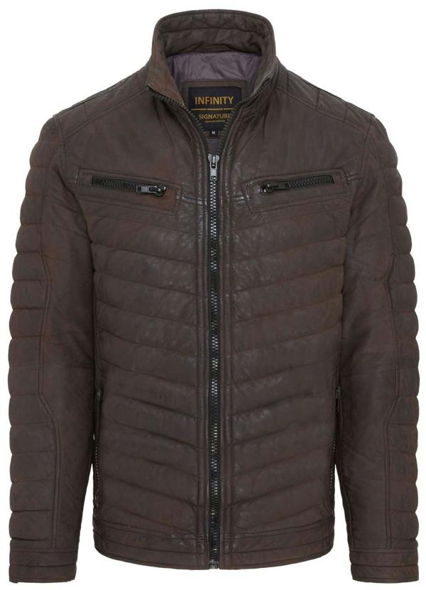 Infinity Leather Mens Quilted Puffer Leather Bomber Jacket - Torpoint