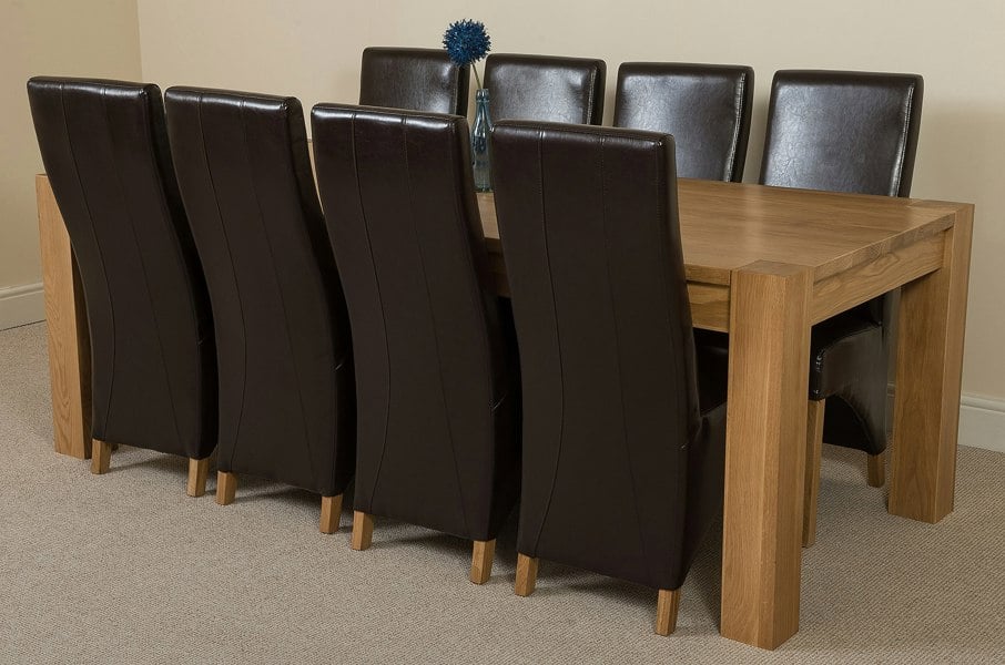 That's Furniture Kuba Extra Large Oak Dining Table with Lola Leather Chairs