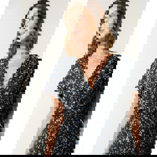 Blue Vanilla Curve Frill Sleeve Mini Dress