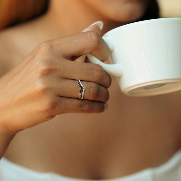 Spero London Sterling Silver Wishbone Stacker V Ring Set
