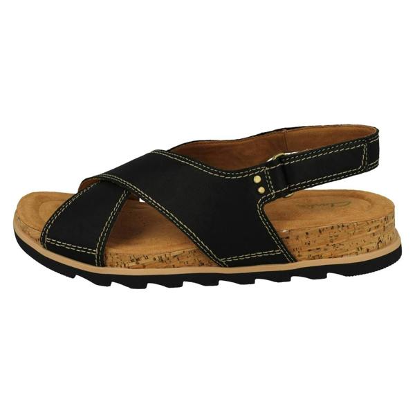 Clarks Ladies Clarks Cross Detailed Slingback Wedge Sandals Yacht Cross