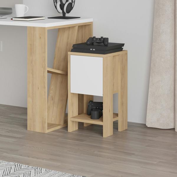 Decortie Ema Modern Bedside Table with Storage Drop-Door Cabinet 30cm Width