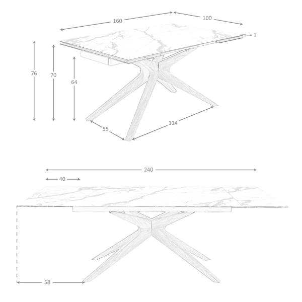 Angel Cerdá Rectangular extendable dining table in porcelain marble and walnut 1157
