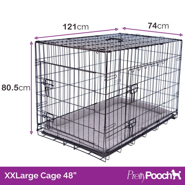 Pretty Pooch Dog Crate XXL Cage Puppy Cat Pet Training Tray and Bed With Two Gloves