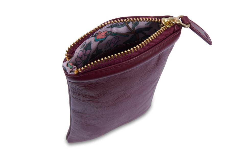 SADDLER "Mabel" Zip Top Real Leather Glasses Case with Card Holder (Gift Boxed)