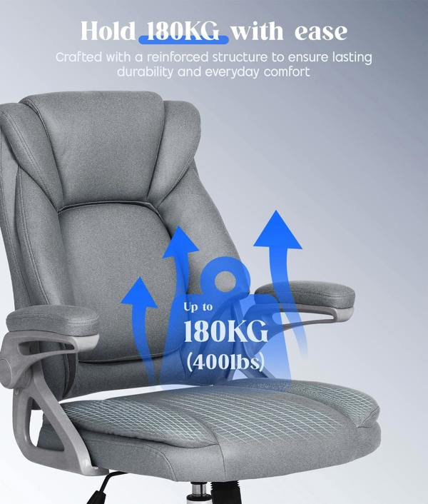 ADOV Executive Office Chair with Padded Flip-up Armrests, High Back Ergonomic Desk Chair with Lumbar Support