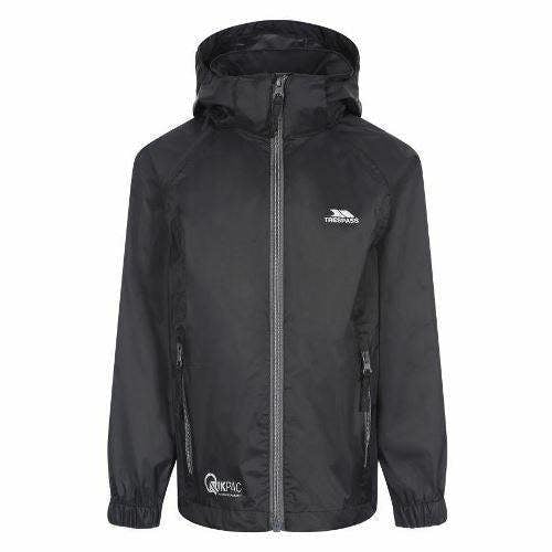 Kids Trespass Qikpac Waterproof Jacket Boys Girls Raincoat