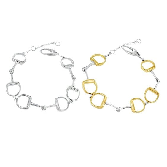 Reeves & Reeves Chunky Sterling Silver and Gold Plated Snaffle Bracelet
