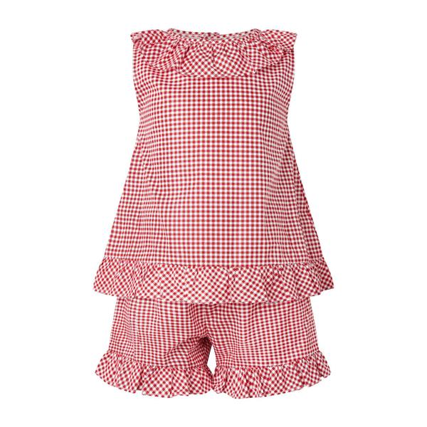 Rachel Riley Red Gingham Frill Top & Short Set