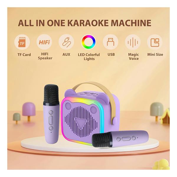 Dragodirect K10 Portable Karaoke Machine 2 Wireless Mics Colorful RGB