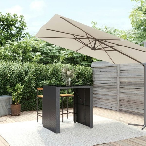 Berkfield Bar Table with Glass Top Black 105x80x110 cm Poly Rattan