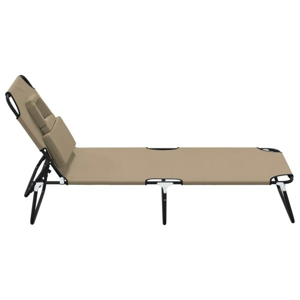 Berkfield Folding Sun Lounger Taupe Oxford Fabric&Powder-coated Steel