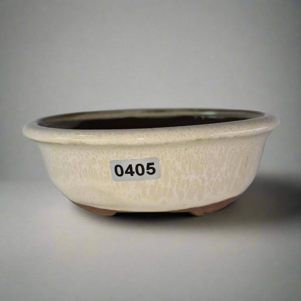 Yorkshire Bonsai 13cm Glazed Bonsai Pot | Oval | 13cm x 10cm x 5cm | White