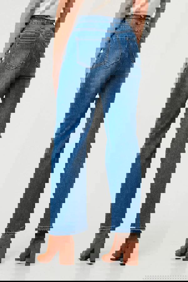 Blue | Heart Pocket Detail Straight Leg Jeans