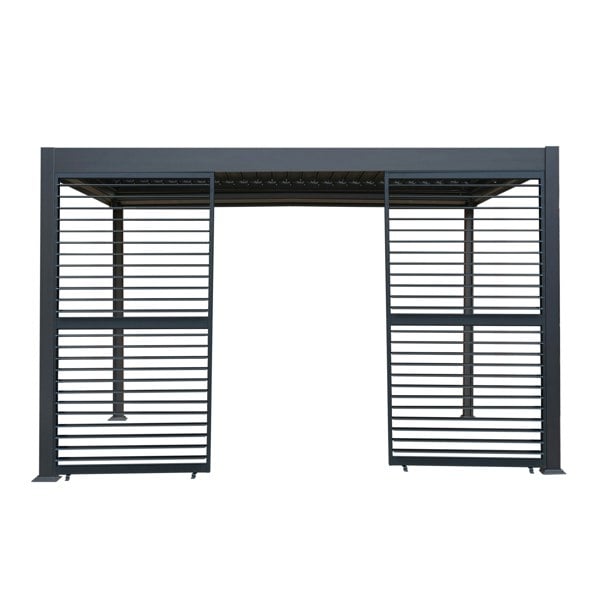 Monstershop Aluminium Pergola With Anthracite Blinds & 2 Shutter Panels - 3m x 4m