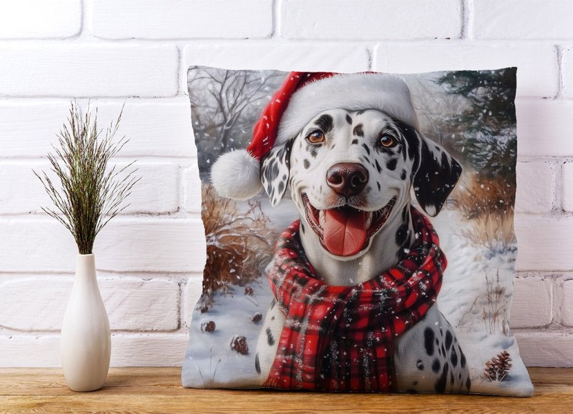 Warren Reed Christmas Dalmatian Cushion