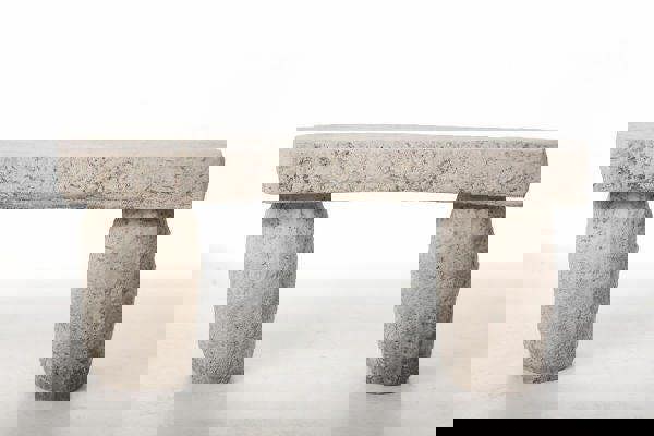 Beautiful Rustic Carved Stone Cast Garden Bench