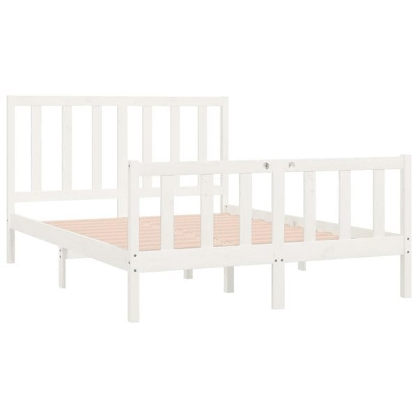 Berkfield Bed Frame White Solid Wood 140x190 cm