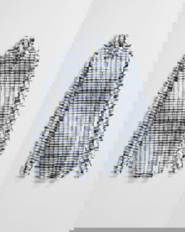 GANT Mens Regular Fit Oxford Check Shirt - 430 Faded Denim - CHO - Designer Mens Shirts