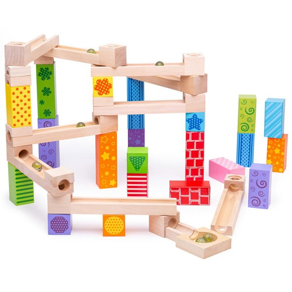 Bigjigs Toys Wooden Marble Run Playset - Includes 53 Play Pieces