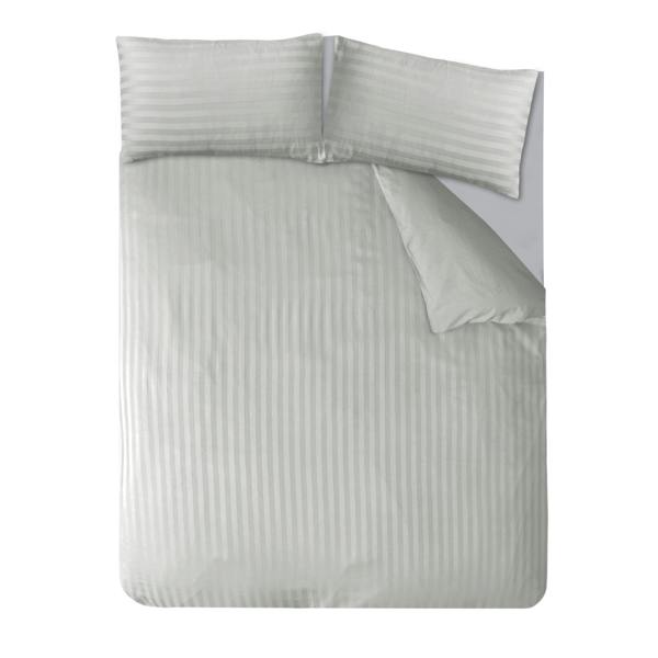 Smart Living Satin Stripe Duvet Cover With Pillowcases - Silver