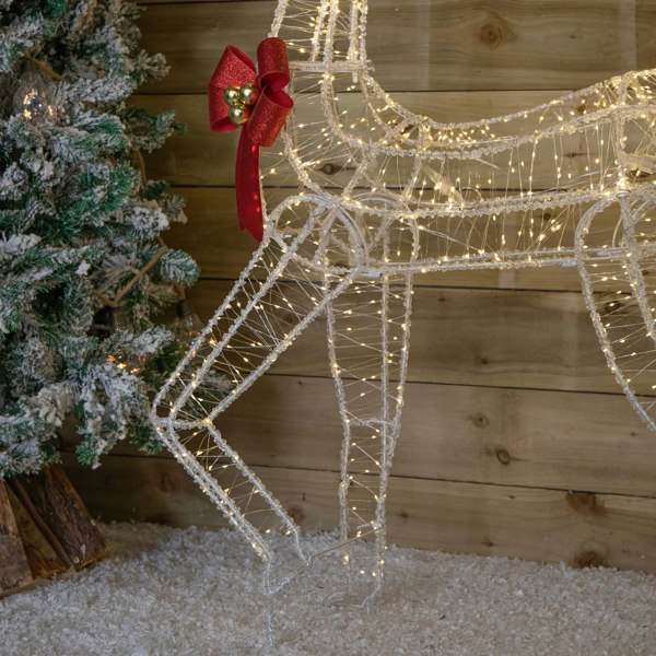 Samuel Alexander 1.48m Light up Acrylic Christmas Deer Decoration with Red Bow and 940 Warm White LEDs