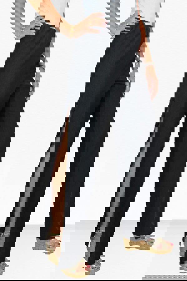 Paulo Due Women's Linen Look Wide Leg Split Hem Trousers