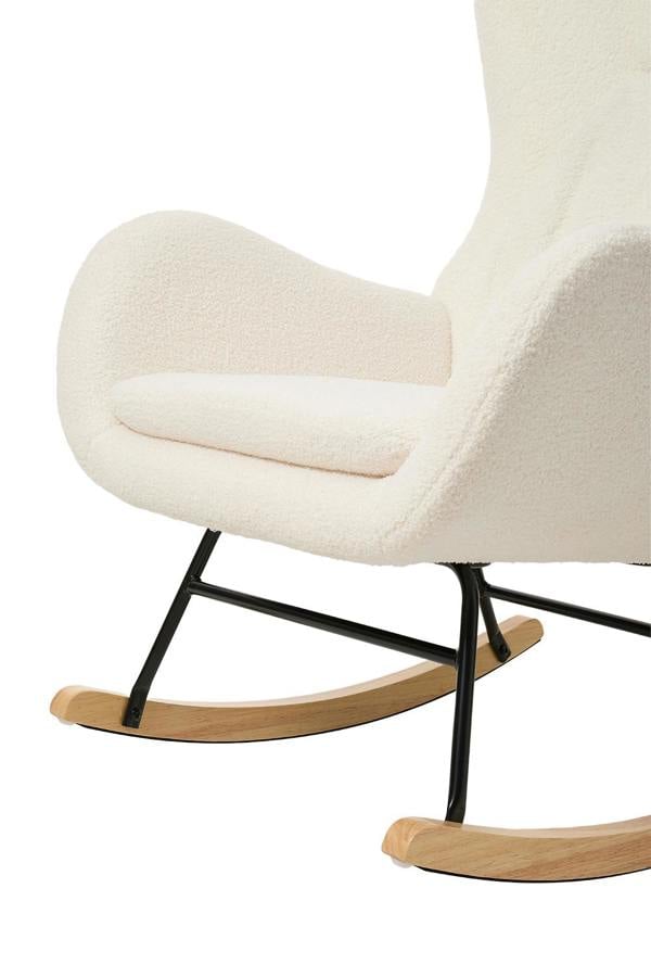 Living and Home White Lambswool Upholstered Rocking Chair