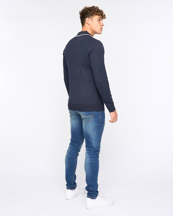 Bewley & Ritch Ambrosden Polo Neck Knit Navy Marl