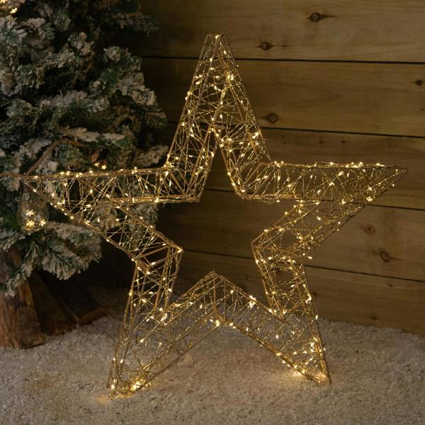 Samuel Alexander 70cm Gold Light Up Christmas Star with 300 Warm White LEDs & Timer