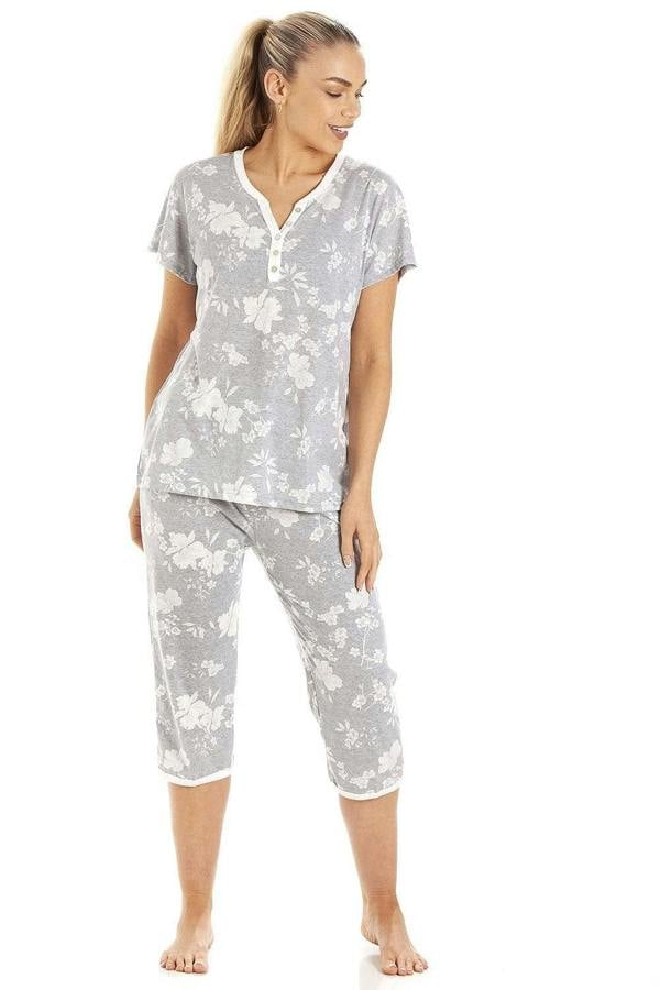 Womens Lightweight Floral Capri Pyjama Set