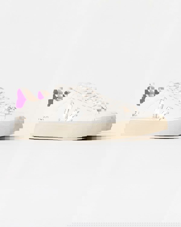 Veja Campo Leather Womens Trainers - White/Silver/Ultraviolet