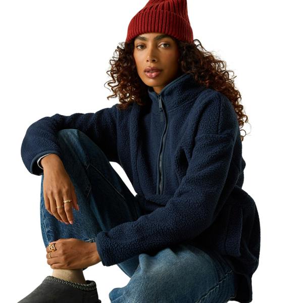 Regatta Womens/Ladies Frankie Borg Half Zip Longline Fleece Top - Navy - 