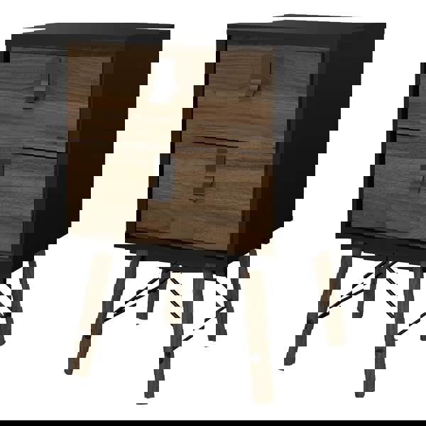 Furniture To Go Ry Bedside cabinet 2 drawer in Matt Black Walnut