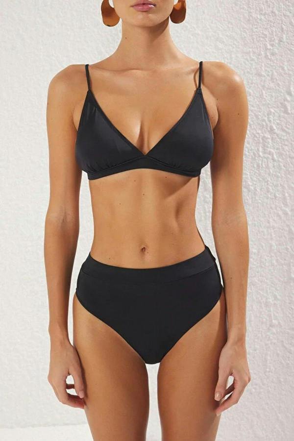 WOVCOR Triangle Hipster High-Waisted Padded Basic Bikini Set