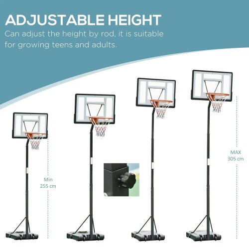 Bobobiy Portable Adjustable Basketball Hoop Stand with Wheels, 10ft Backboard for Outdoor Use