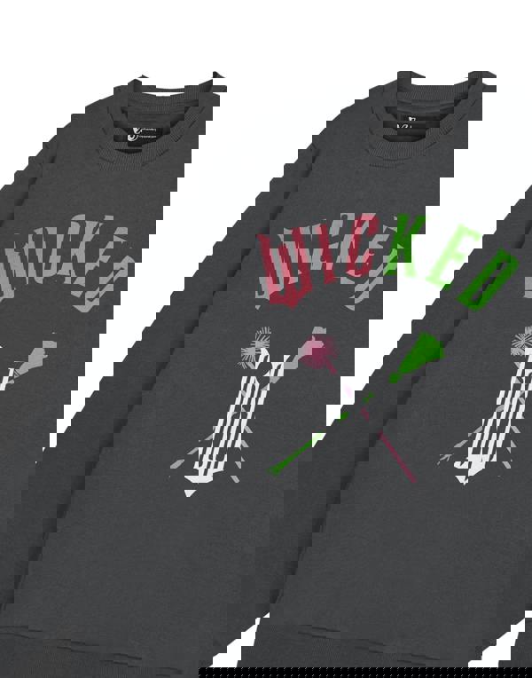 Wicked Womens Grey Broom & Wands Adults Sweatshirt