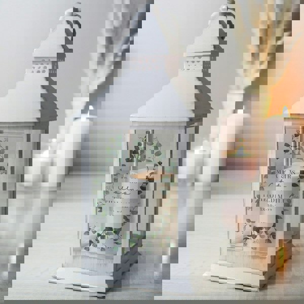 Personalised Memento Company Personalised Botanical Wedding White Lantern