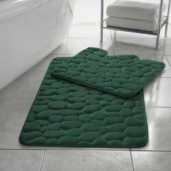 HomeSpace Direct Memory Foam Pebbles Bath Mat Set 2 Piece