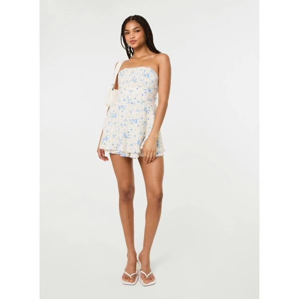 Pink Vanilla Tie Back Ditsy Bandeau Playsuit