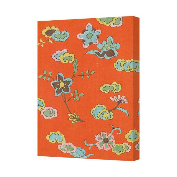 Benjamin Tate Design Orange Floral Canvas Wall Art With Bright Blossom Pattern