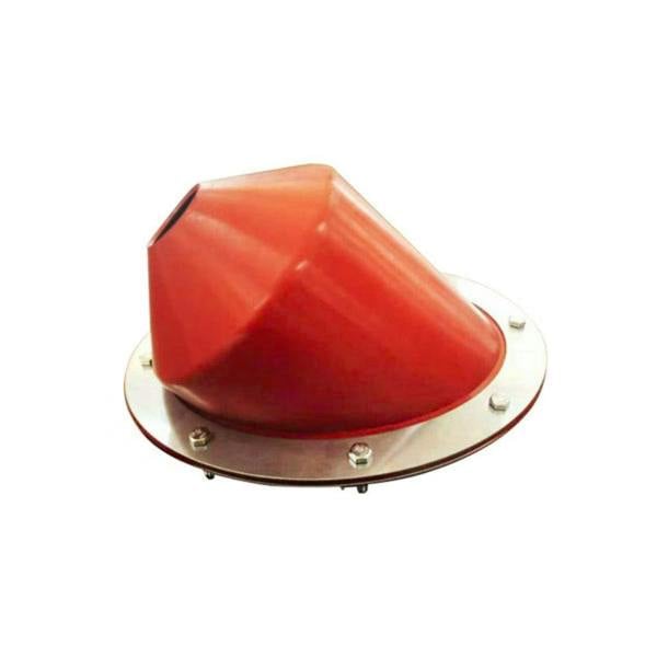 A red flashing kit for a wood stove, designed to modify a tent for safe smoke venting.