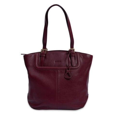 SADDLER Sienna Zip Top Tote Shopper Bag for Women - Handmade by Saddler - Bordeaux