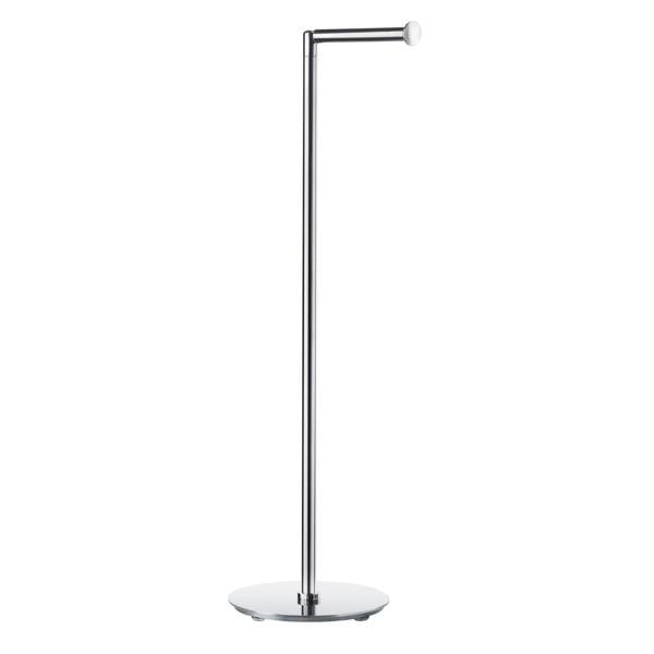Polished stainless steel freestanding toilet roll holder