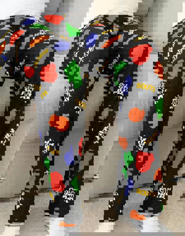 South Park Mens Black Front Character Top and All Over Print Bottoms Short Sleeve Long Leg Pyjama Set