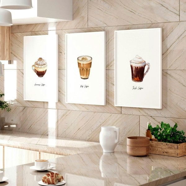 Coffee prints for kitchen | set of 3 wall art prints