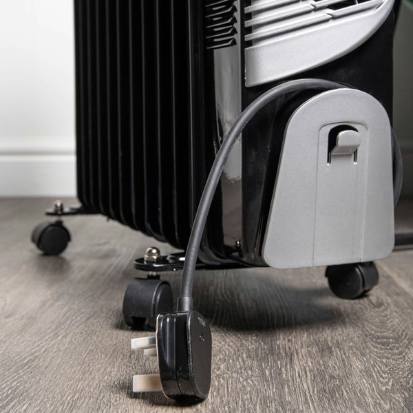 Samuel Alexander 2.5kw 11 Fin Black Electric Oil Filled Radiator / Heater Turbo & 24 Hour Timer