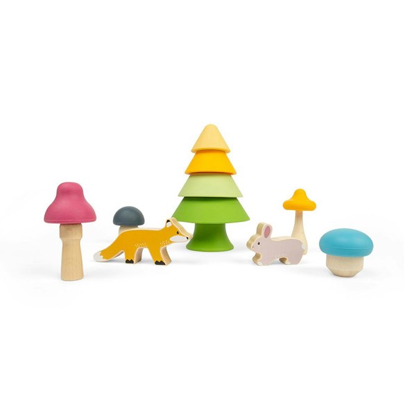 Bigjigs Toys Wood & Silicone Forest Friends Playset - 6 Pieces