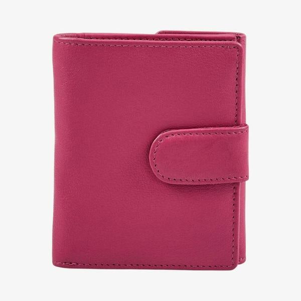 Pink ladies leather purse with press stud closure and coin pocket